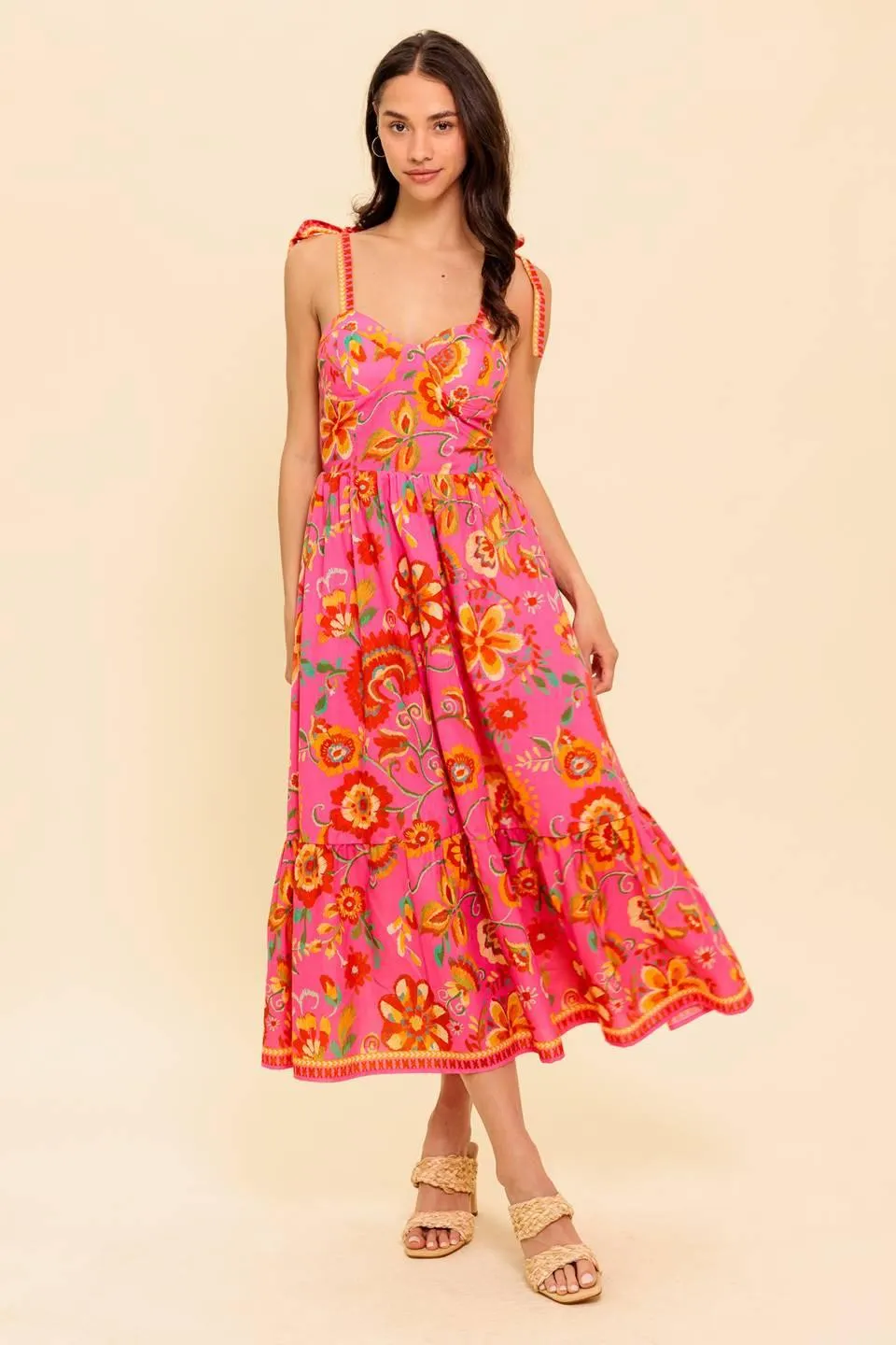 Garden Gathering Pink Woven Midi Dress sold by Zulily