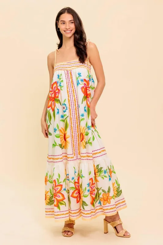Said and Done Ivory Woven Maxi Dress made by Flying Tomato