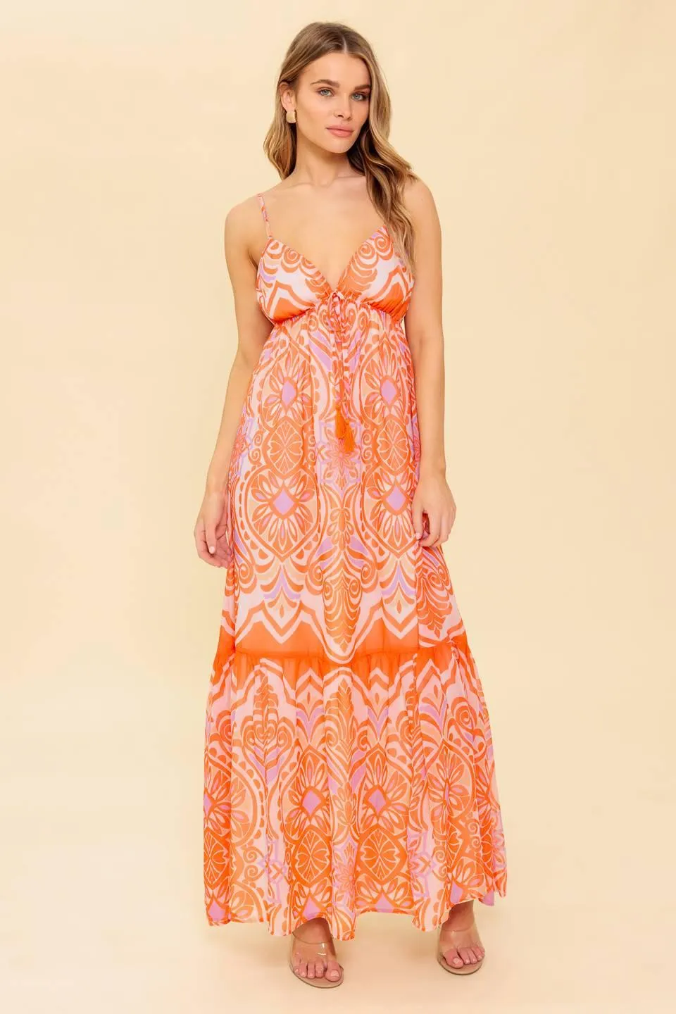 Romance Language Coral Woven Maxi Dress sold by Zulily product image thumbnail 3