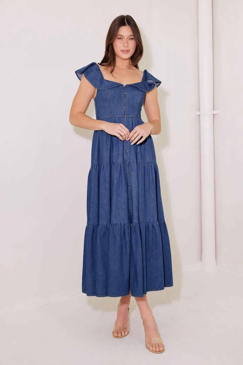 Once Upon a Time Denim Blue Midi Dress sold by Zulily