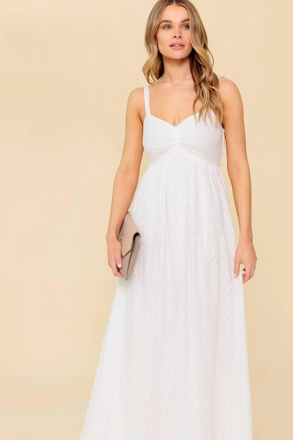 Love of Mine Ivory Eyelet Midi Dress sold by Zulily product image thumbnail 4