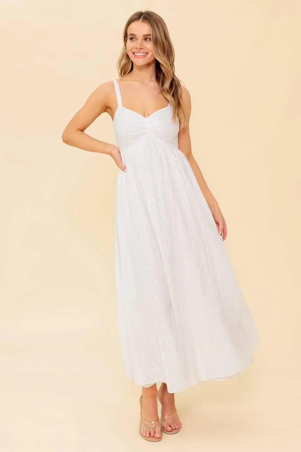 Love of Mine Ivory Eyelet Midi Dress sold by Zulily product image thumbnail 5