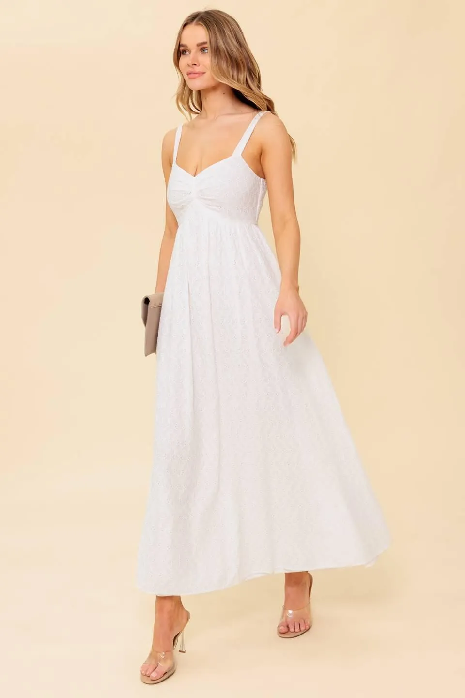 Love of Mine Ivory Eyelet Midi Dress sold by Zulily product image thumbnail 3