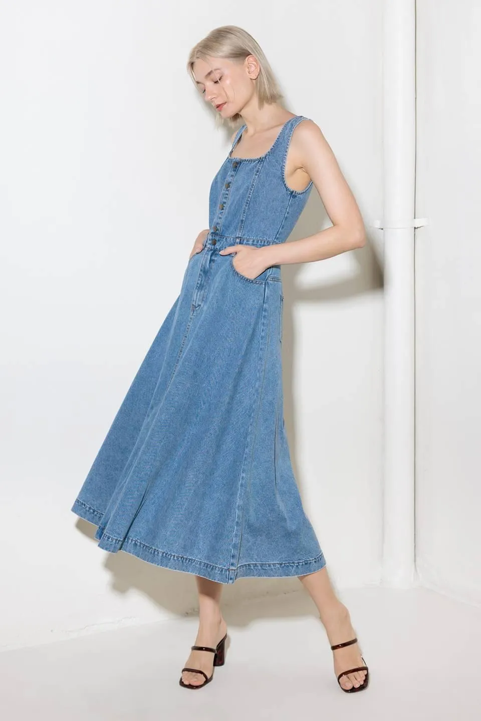 Softly Romantic Denim Midi Dress sold by Zulily product image thumbnail 4