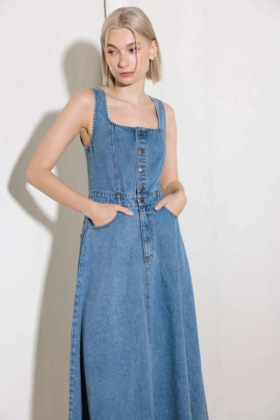Softly Romantic Denim Midi Dress sold by Zulily product image thumbnail 5