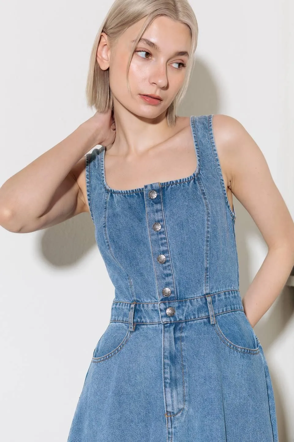 Softly Romantic Denim Midi Dress sold by Zulily product image thumbnail 2