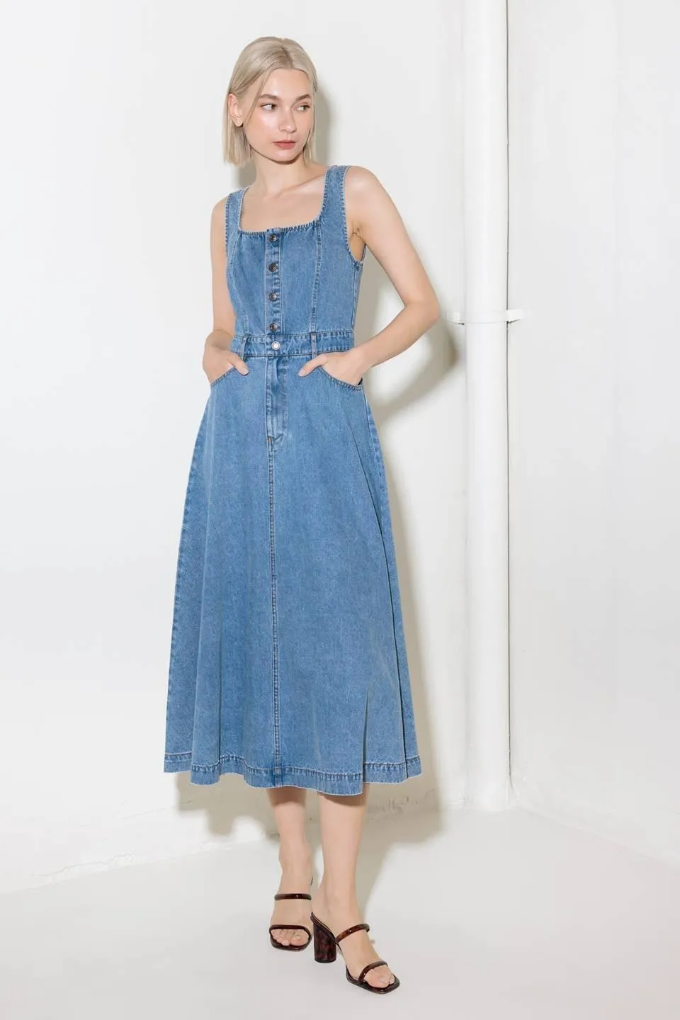 Softly Romantic Denim Midi Dress sold by Zulily product image thumbnail 3