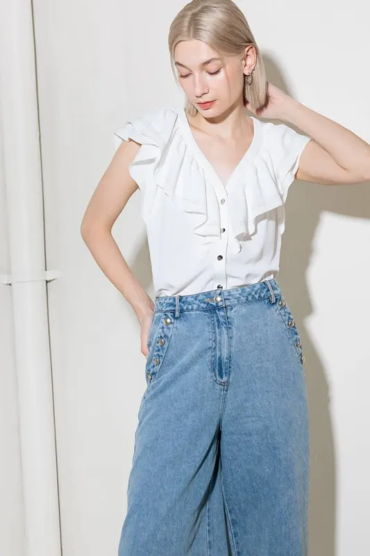 Made for Romance Off White Woven Top made by Flying Tomato