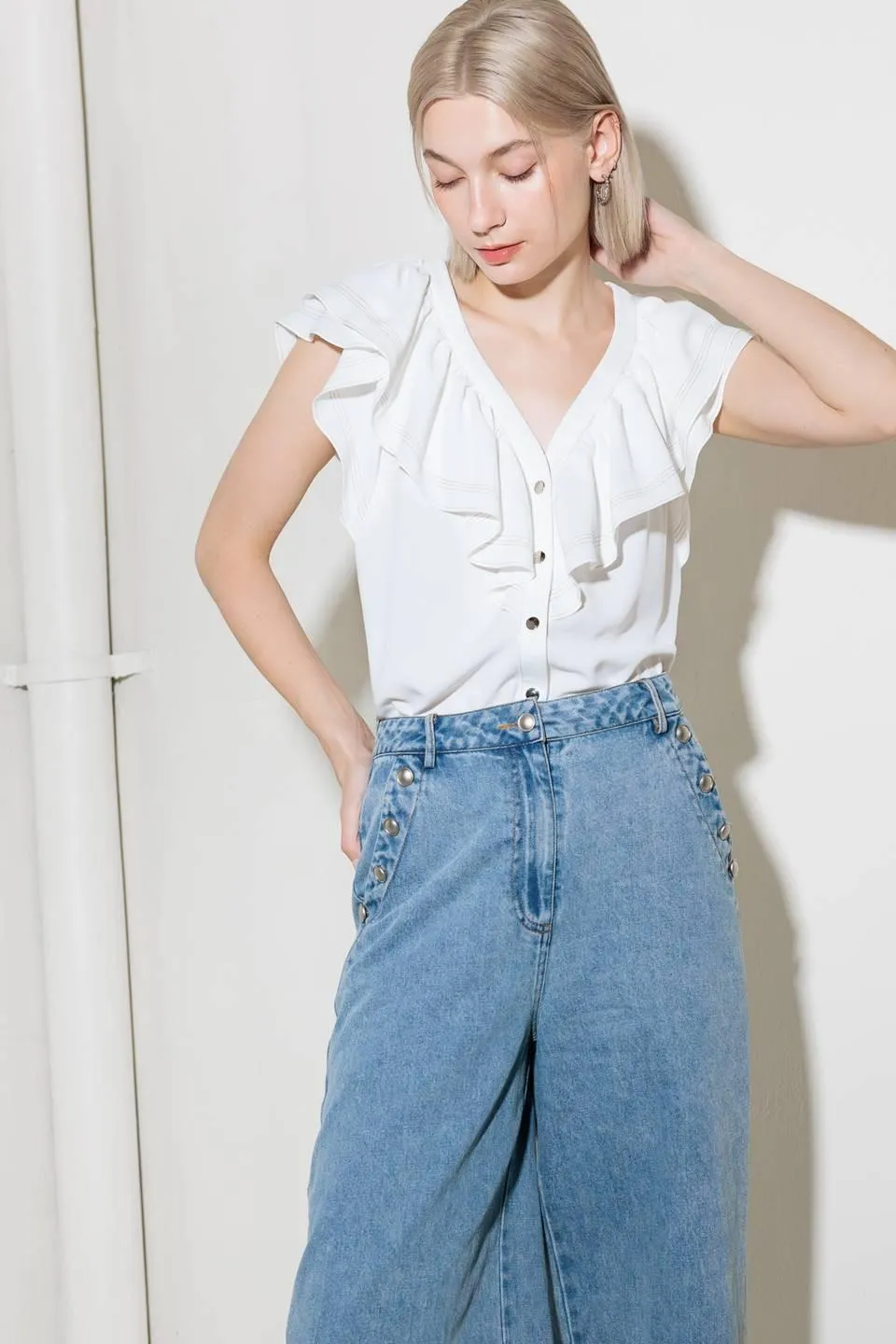 Made for Romance Off White Woven Top sold by Zulily