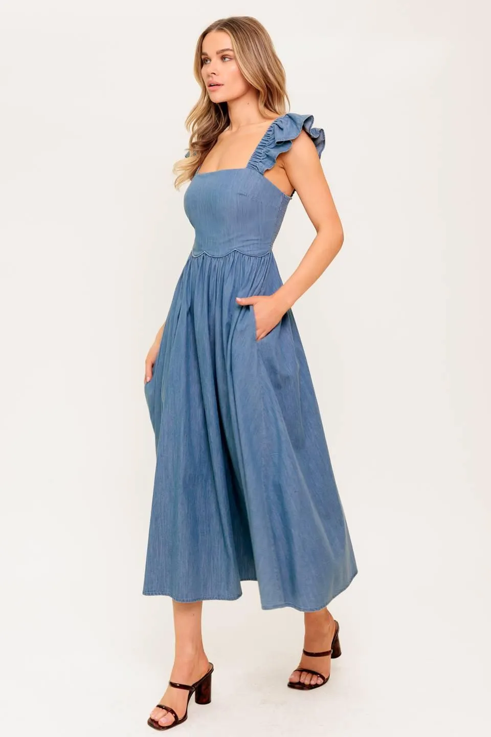Driftwood Petal Chambray Midi Dress sold by Zulily product image thumbnail 3