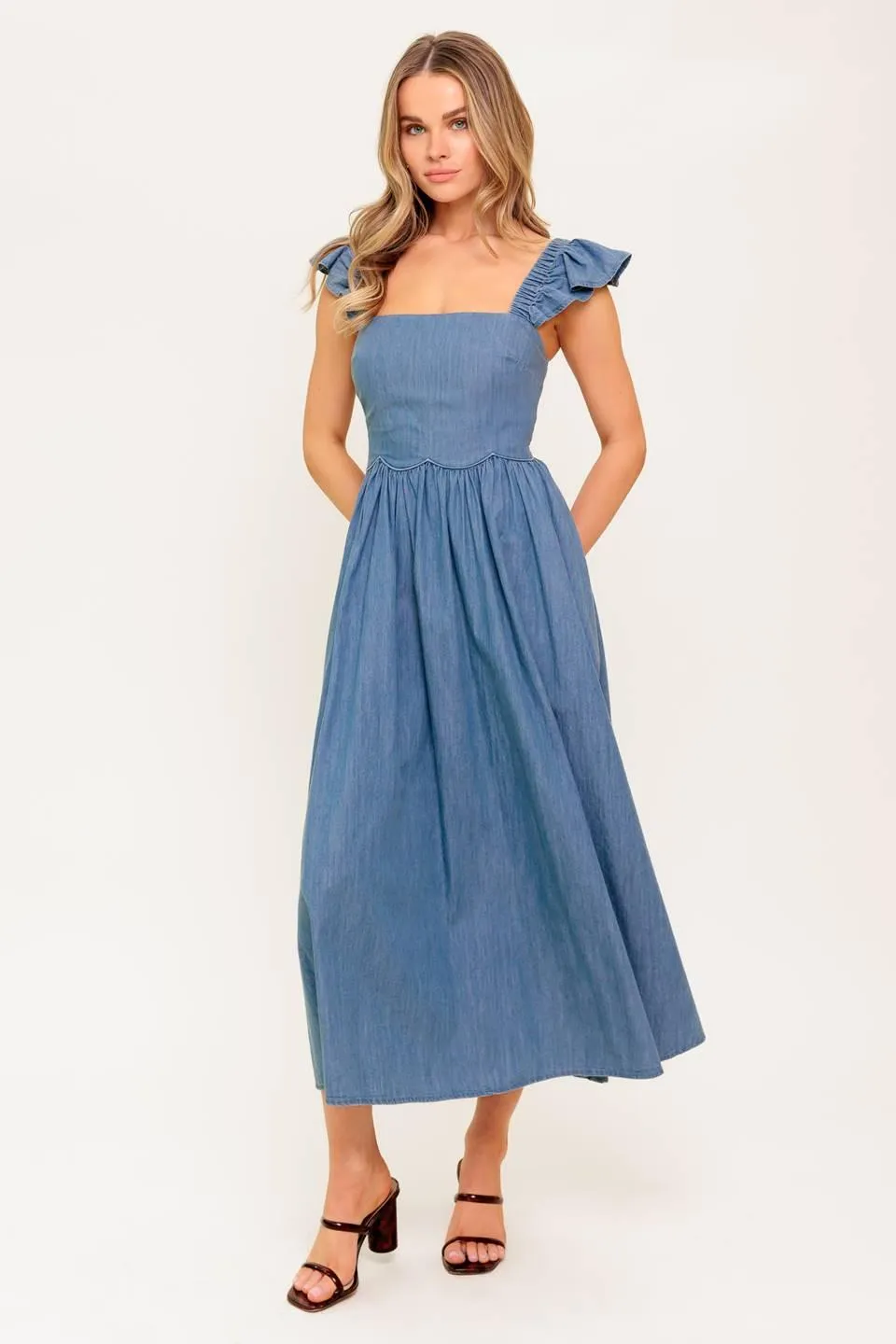 Driftwood Petal Chambray Midi Dress sold by Zulily product image thumbnail 5