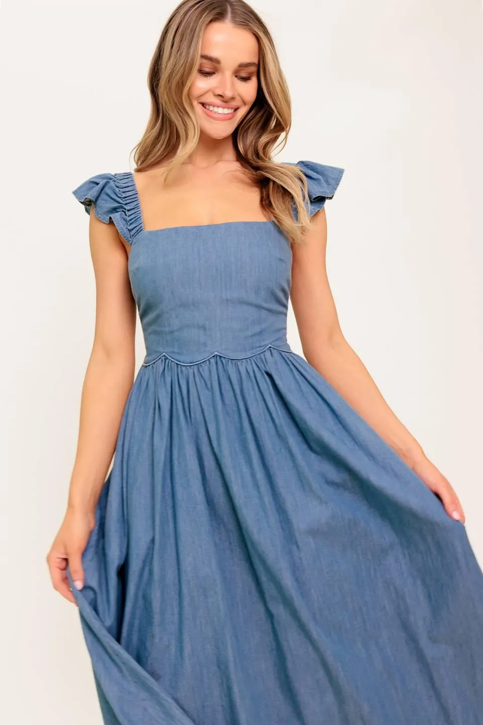 Driftwood Petal Chambray Midi Dress sold by Zulily product image thumbnail 2