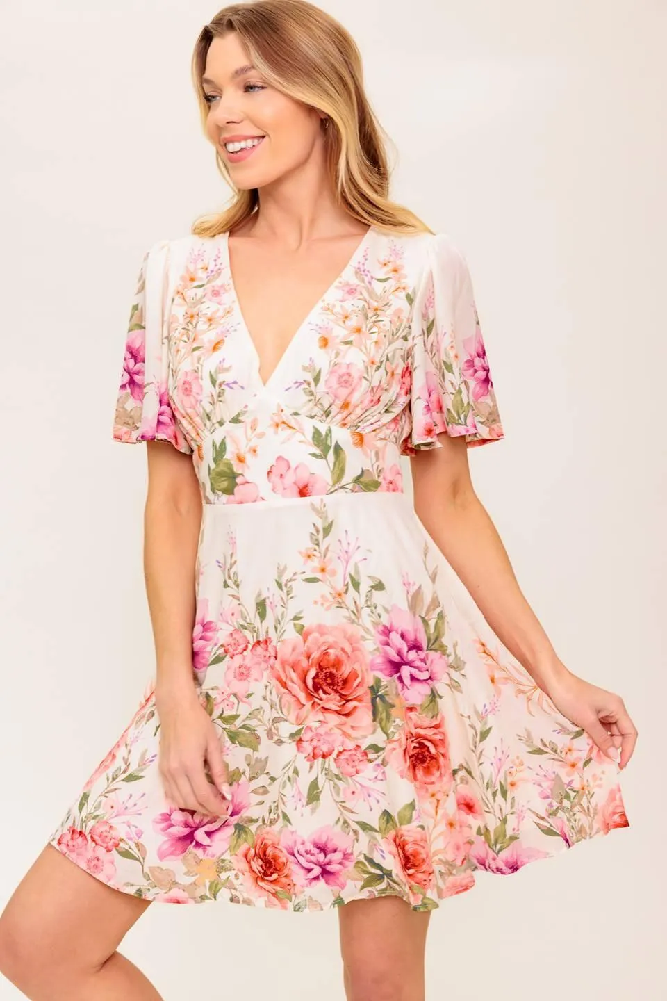 The World Awaits Light Pink Woven Mini Dress sold by Zulily