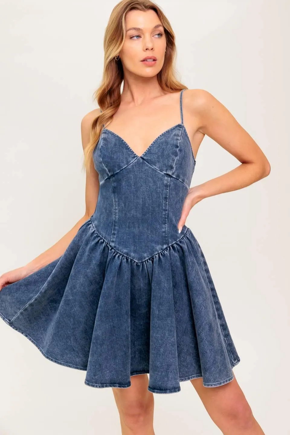 Forever Free Denim Mini Dress sold by Zulily product image thumbnail 3