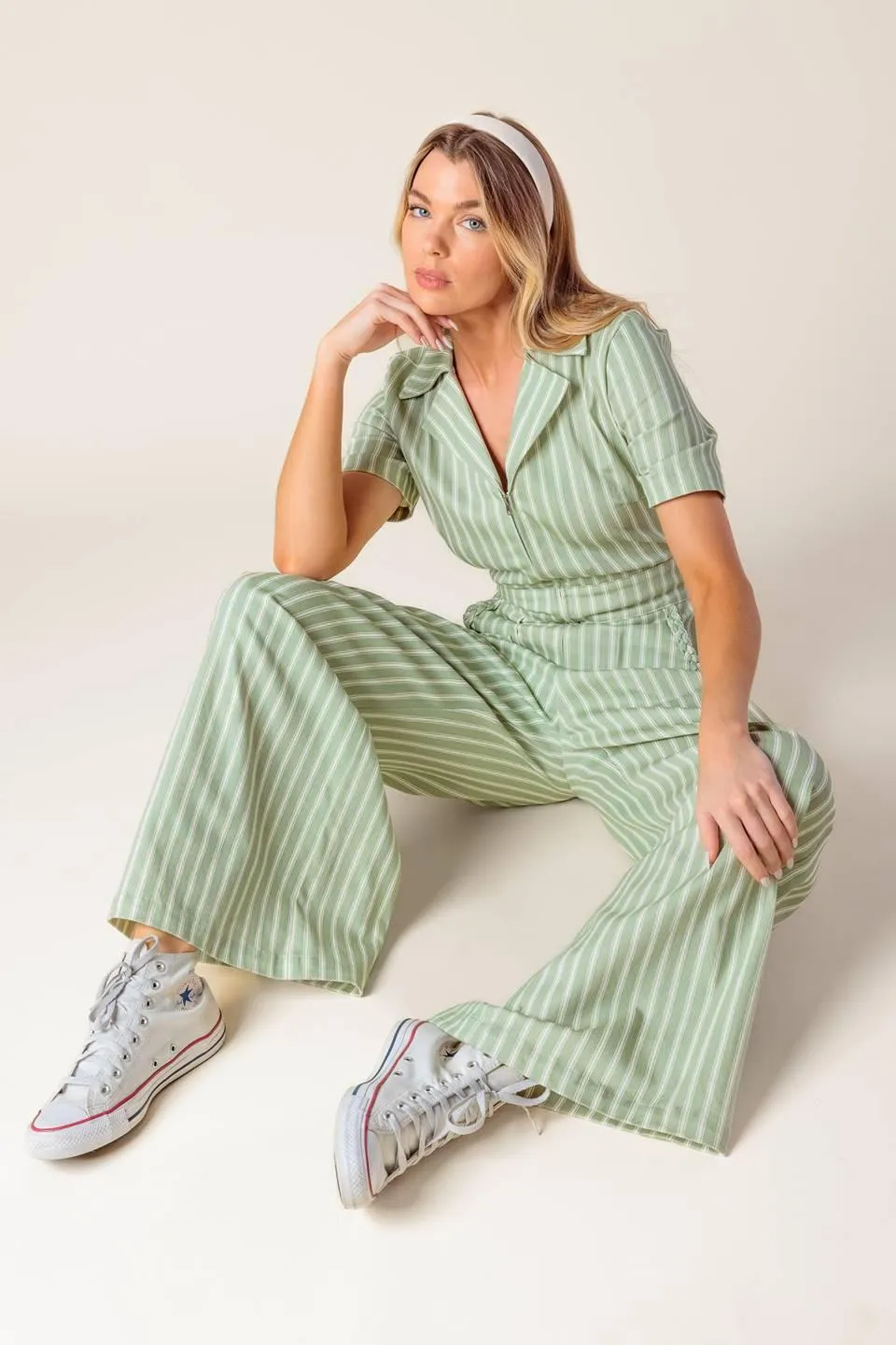 Count Me in Olive Woven Jumpsuit sold by Zulily