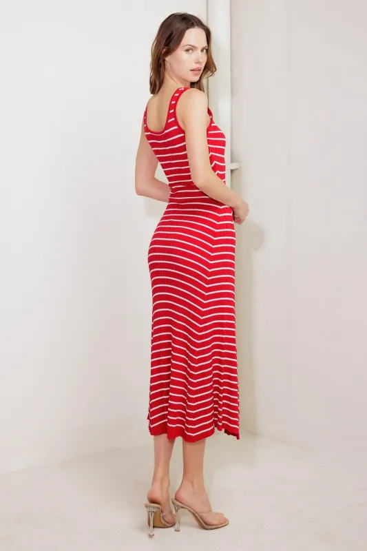 Soft Side of Red Knit Midi Dress made by Flying Tomato