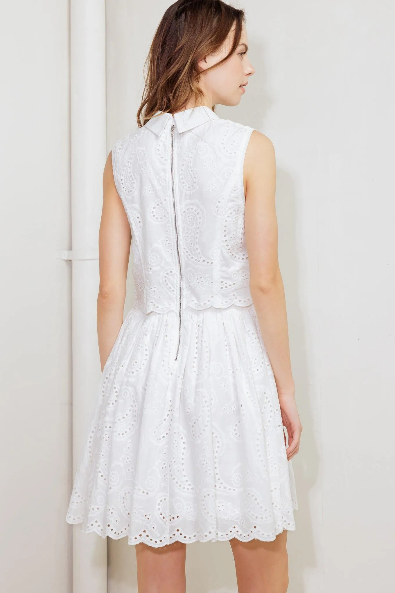Leaf Kiss White Woven Eyelet Mini Dress sold by Zulily product image thumbnail 4