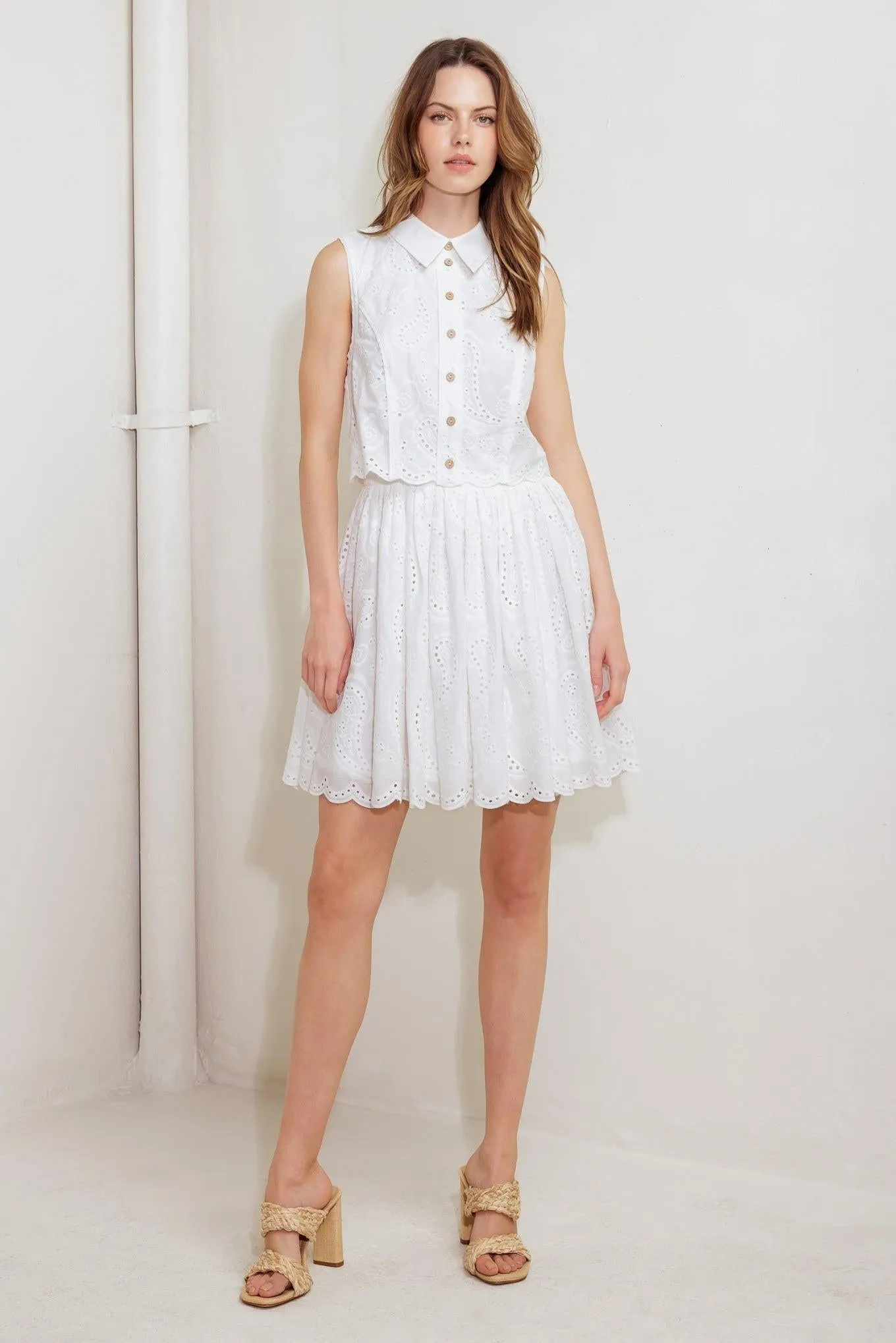 Leaf Kiss White Woven Eyelet Mini Dress sold by Zulily product image thumbnail 3