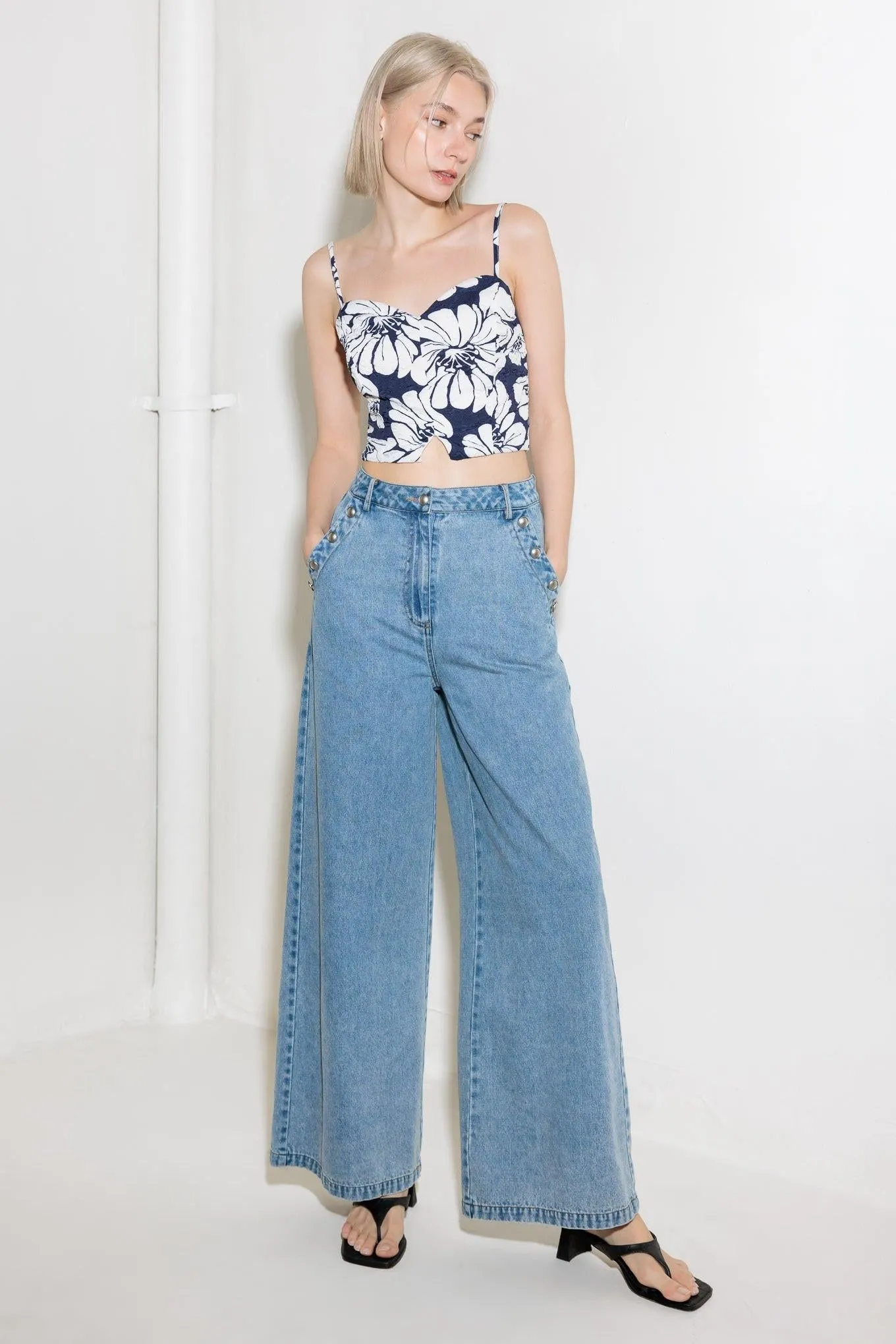 Plain Optimism Navy Woven Crop Top sold by Zulily product image thumbnail 4