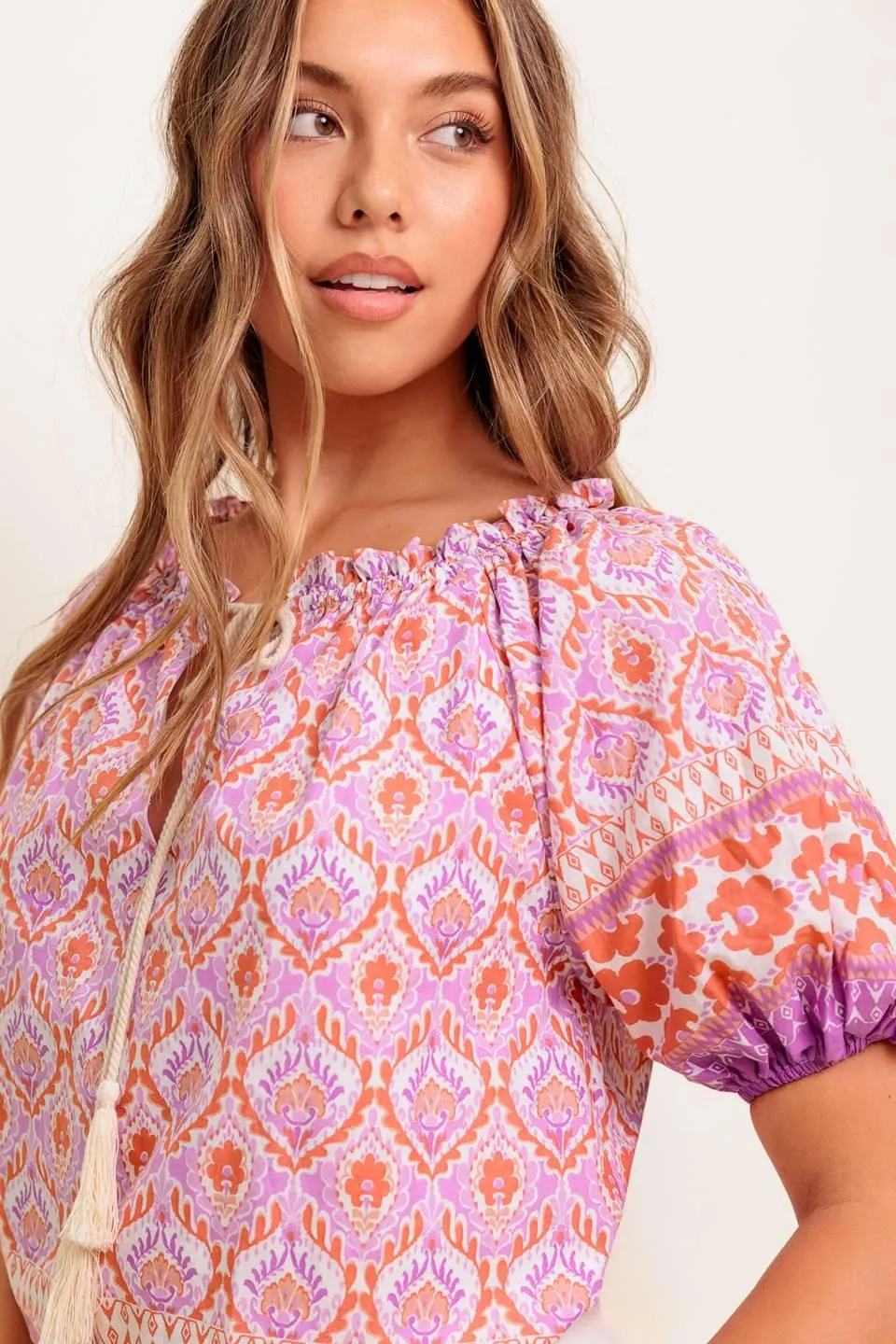 Whispering Lavender Woven Top sold by Zulily