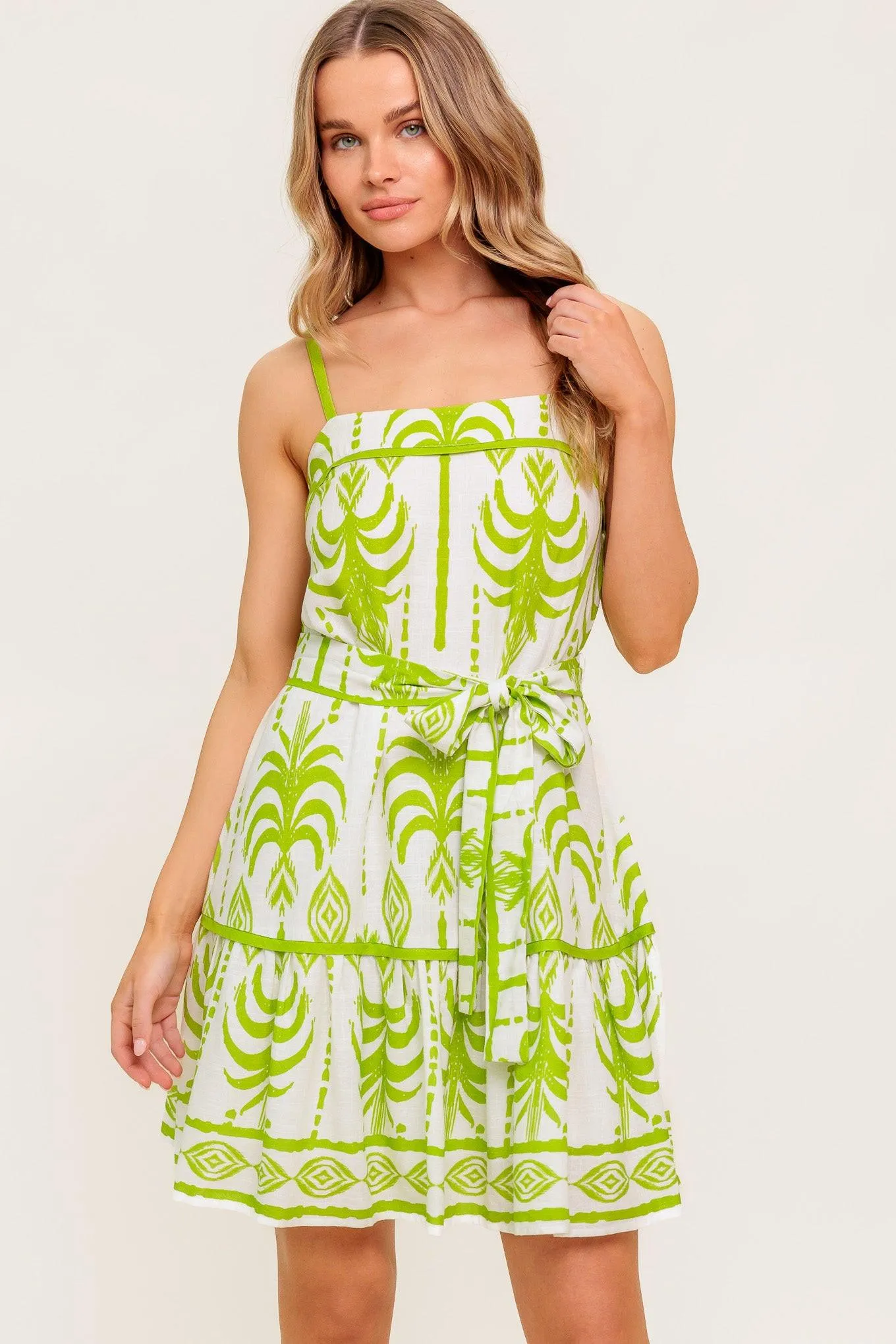 Sundown Charm Green Woven Mini Dress sold by Zulily product image thumbnail 3