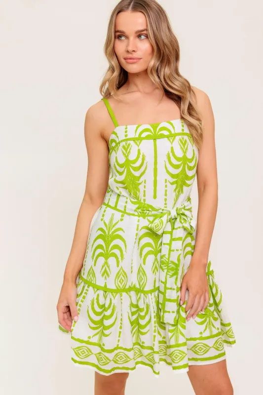 Sundown Charm Green Woven Mini Dress made by Flying Tomato
