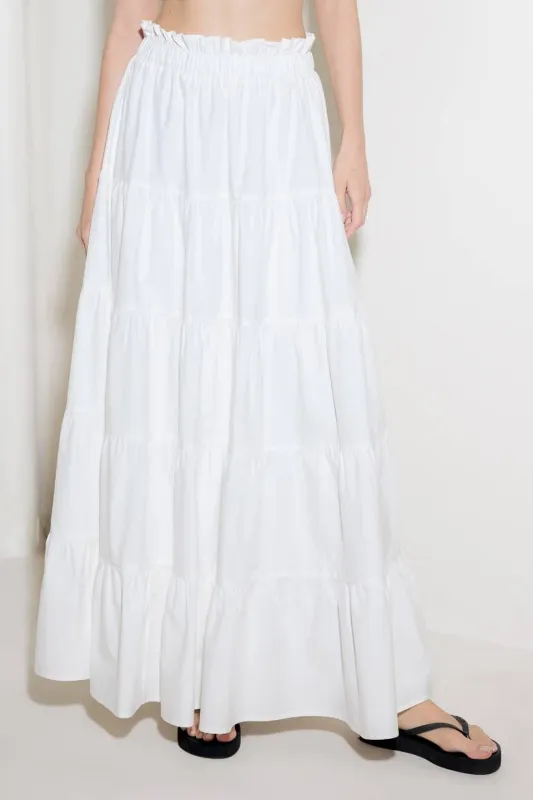 Slow Down in White Woven Maxi Skirt made by Flying Tomato