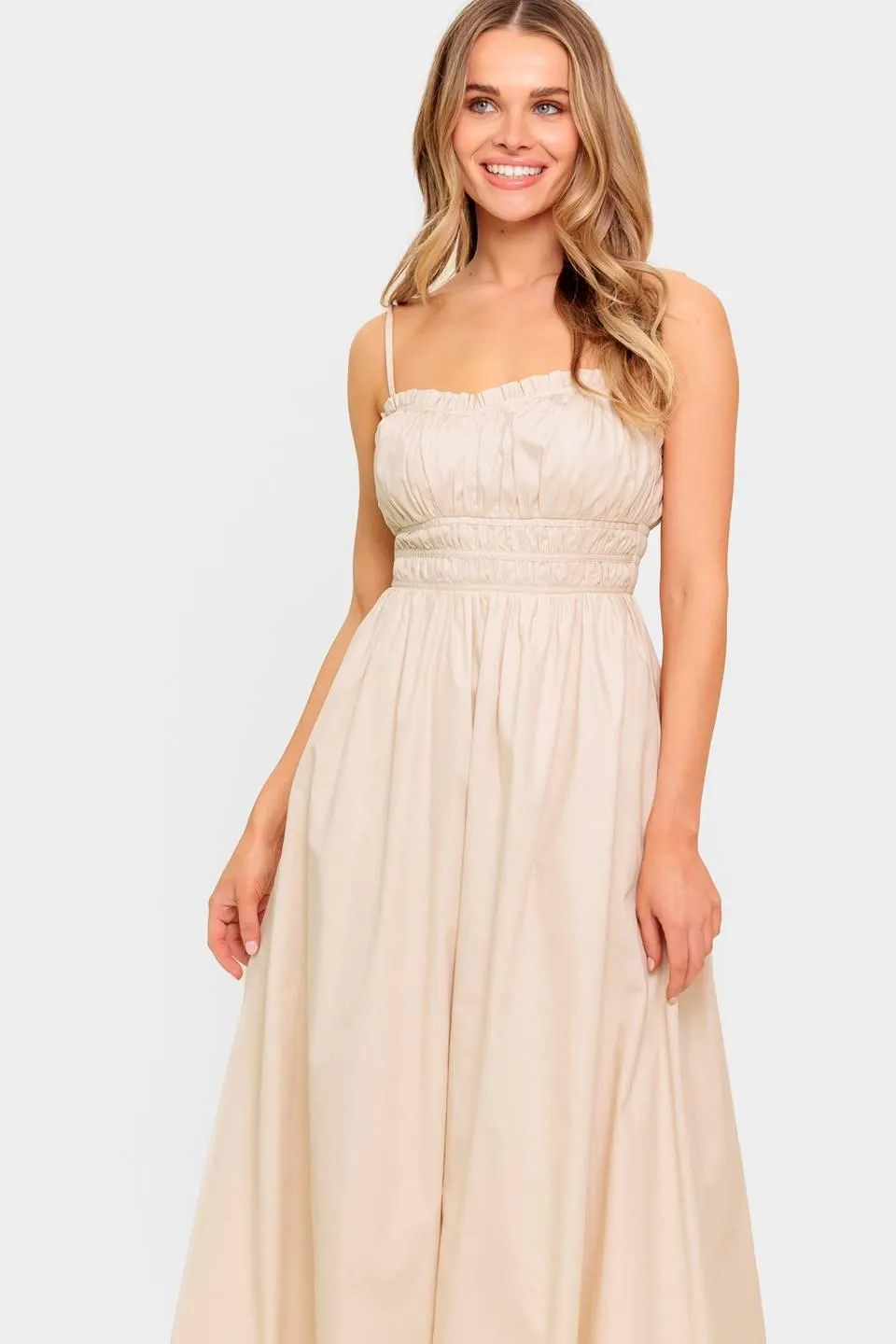 Honey Sunset Cream Woven Midi Dress sold by Zulily product image thumbnail 3