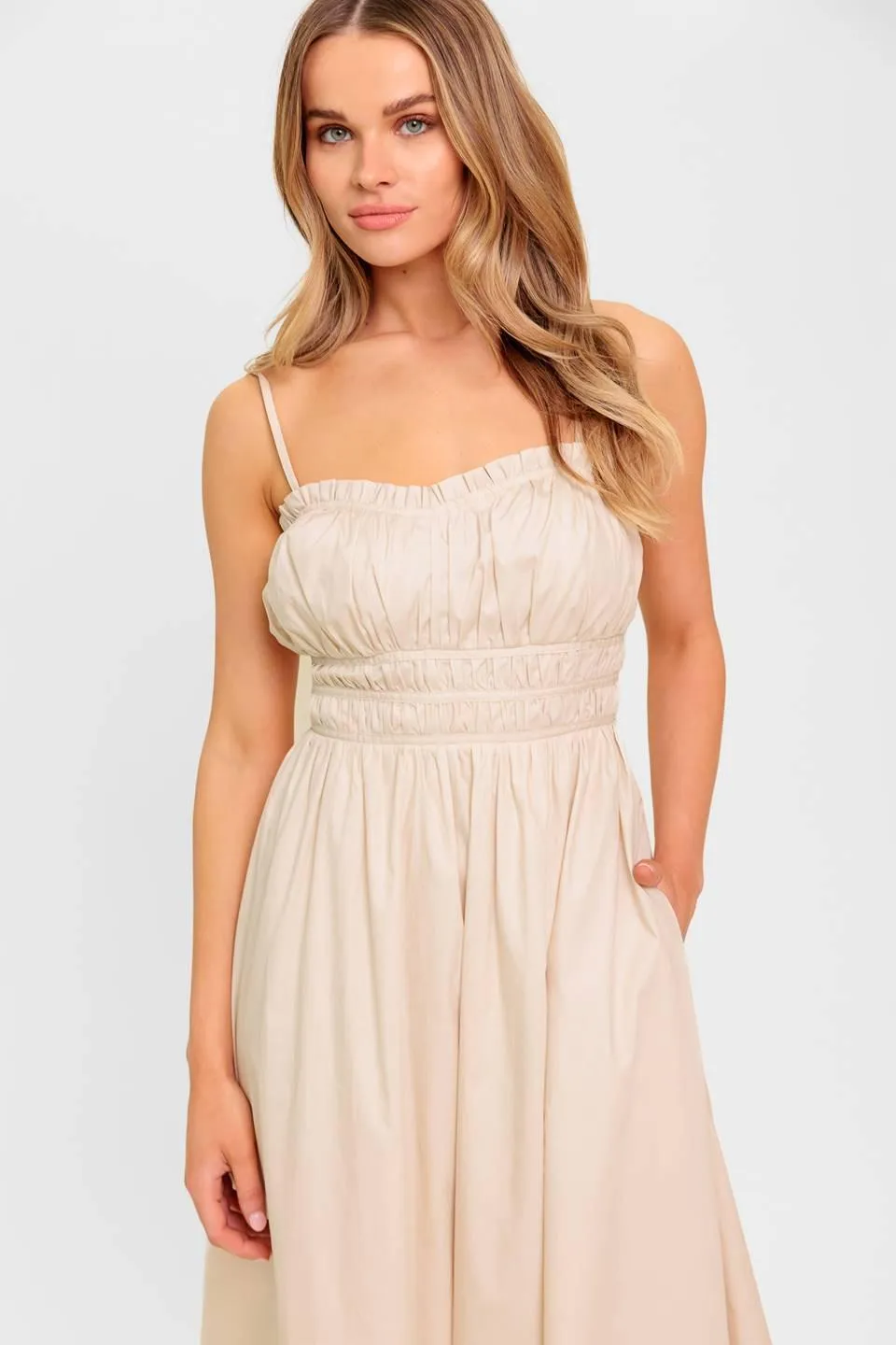 Honey Sunset Cream Woven Midi Dress sold by Zulily product image thumbnail 4