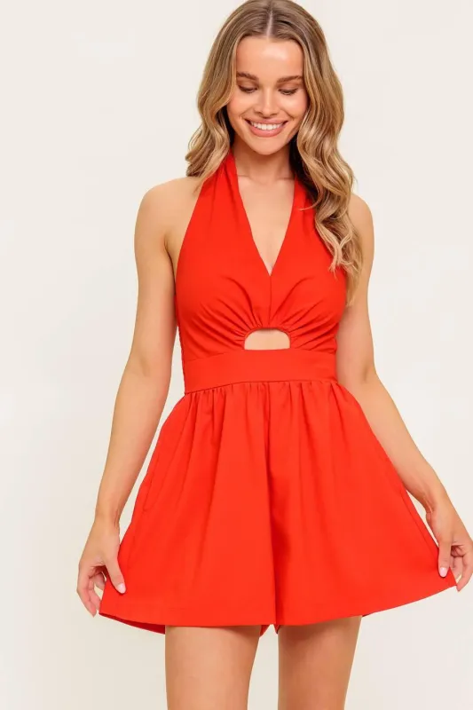 Plum Embrace Red Woven Romper made by Flying Tomato