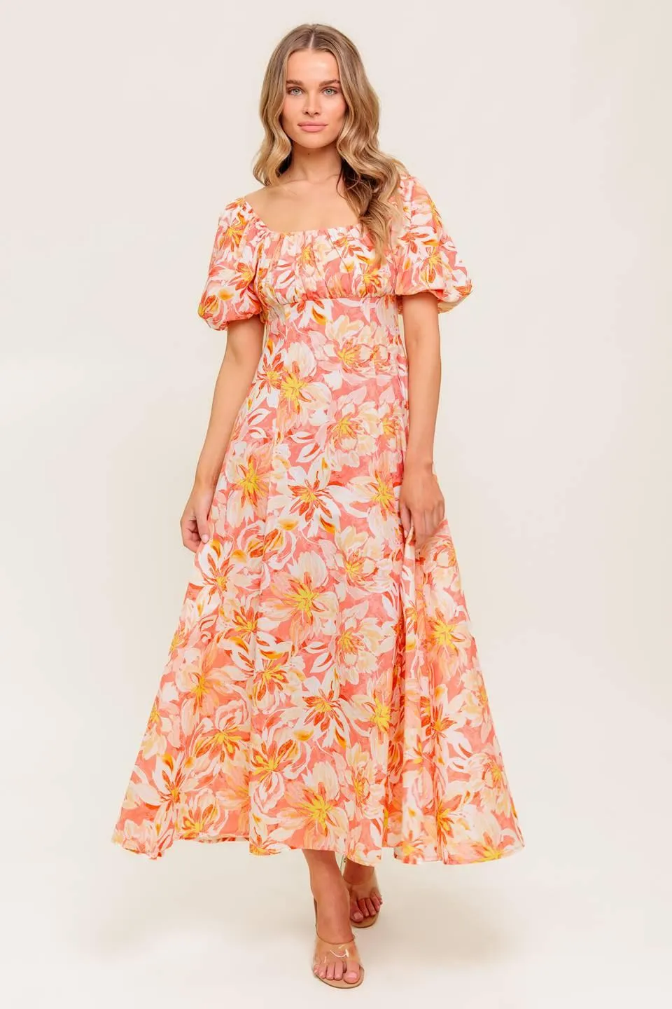 Ocean Florals Coral Woven Midi Dress sold by Zulily product image thumbnail 2