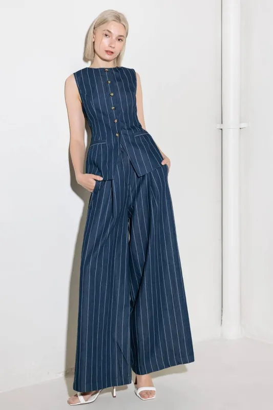 Hold Joy in Indigo Woven Pants made by Flying Tomato