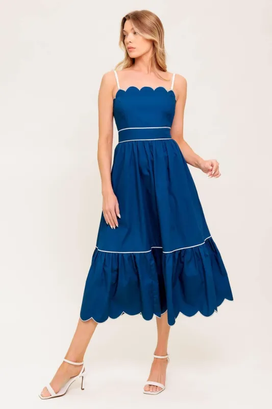 Rustic Dream Navy Woven Midi Dress made by Flying Tomato