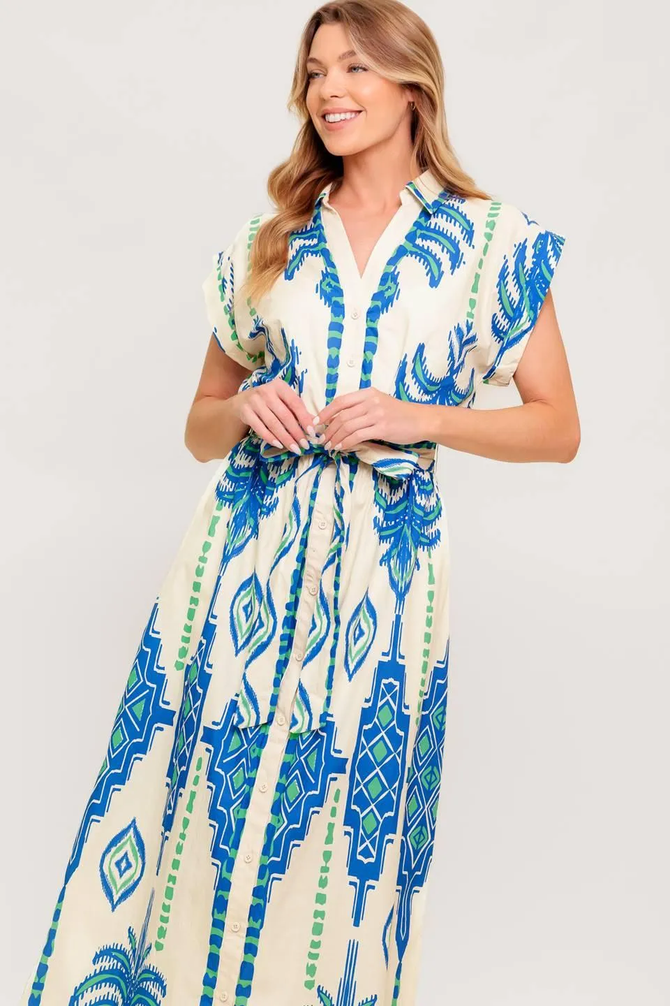 Softly Spoken Blue Woven Midi Dress sold by Zulily product image thumbnail 2