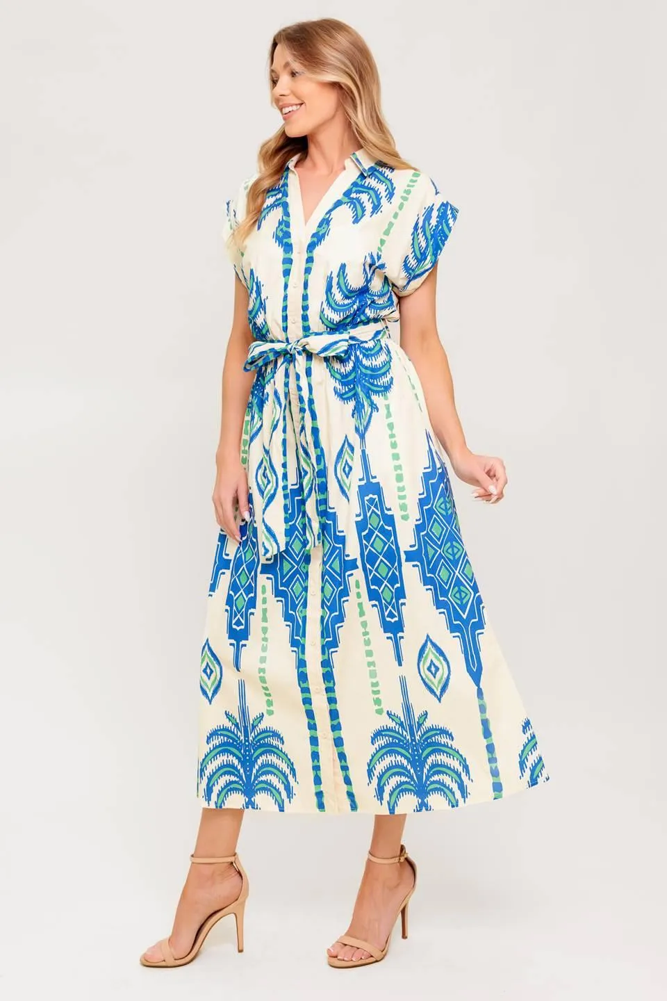 Softly Spoken Blue Woven Midi Dress sold by Zulily product image thumbnail 3