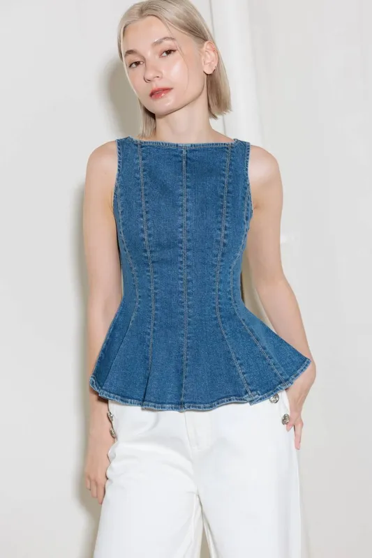 Enduring Spark Blue Denim Top made by Flying Tomato