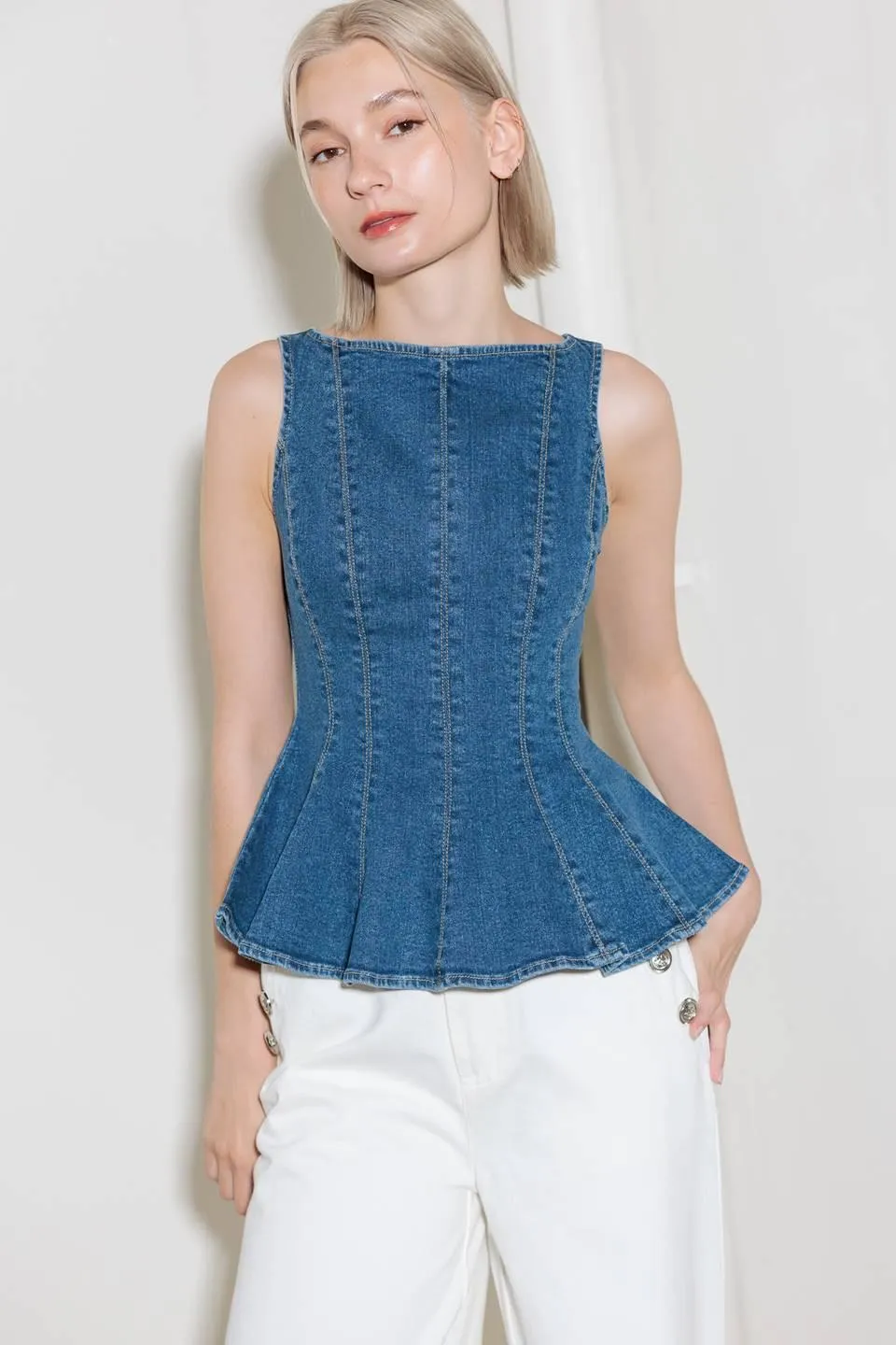 Enduring Spark Blue Denim Top sold by Zulily