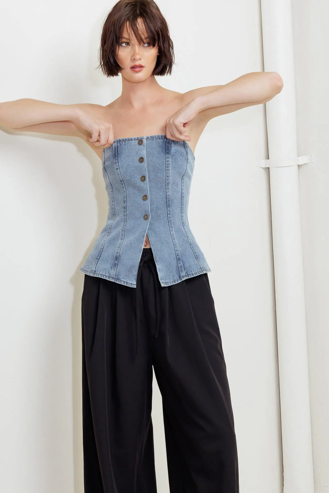 Stitched Silhouette Denim Top sold by Zulily product image thumbnail 4