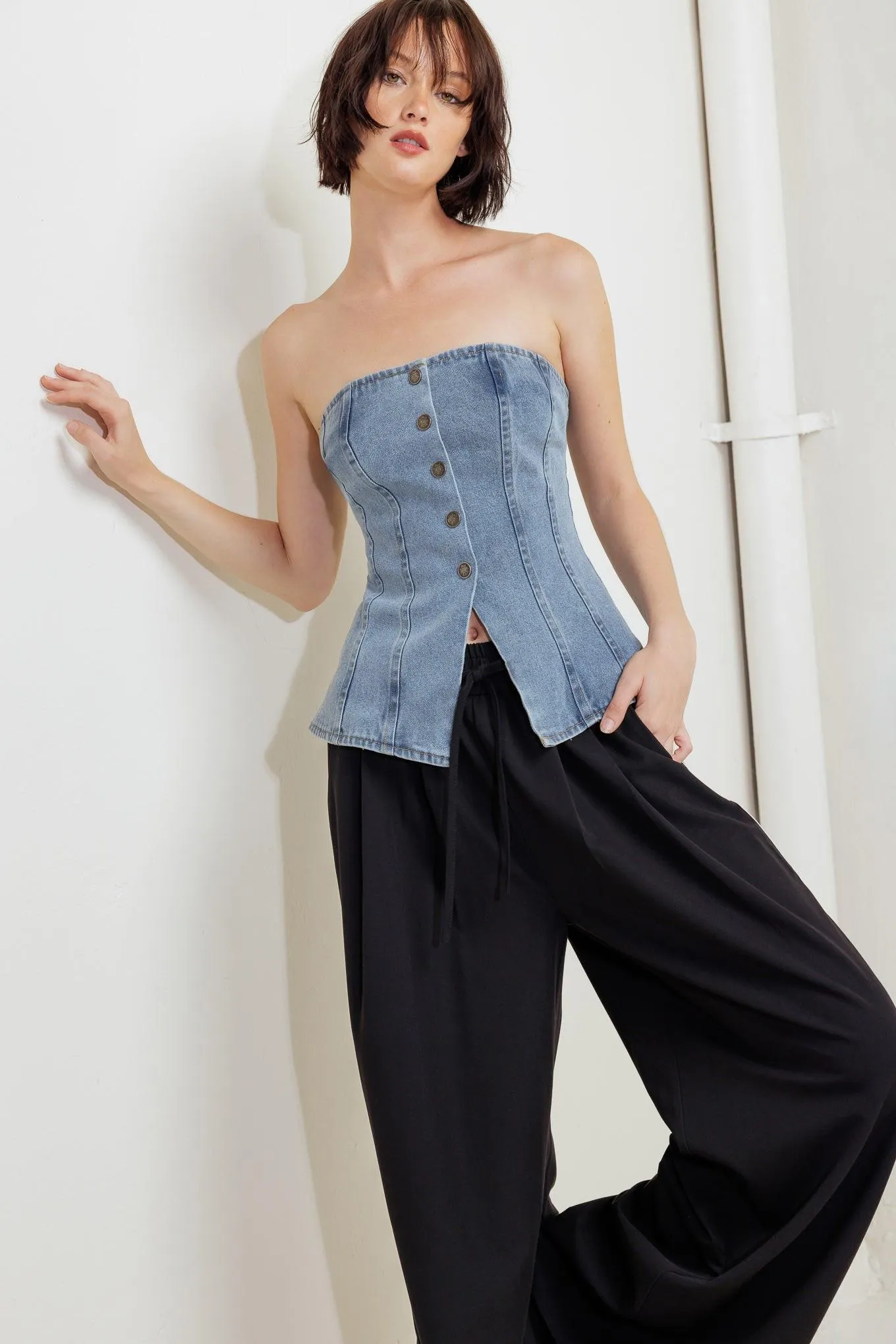 Stitched Silhouette Denim Top sold by Zulily