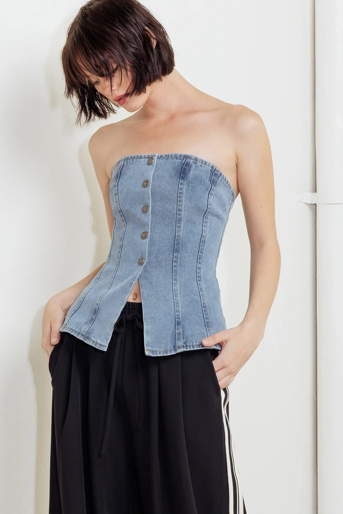 Stitched Silhouette Denim Top sold by Zulily product image thumbnail 5