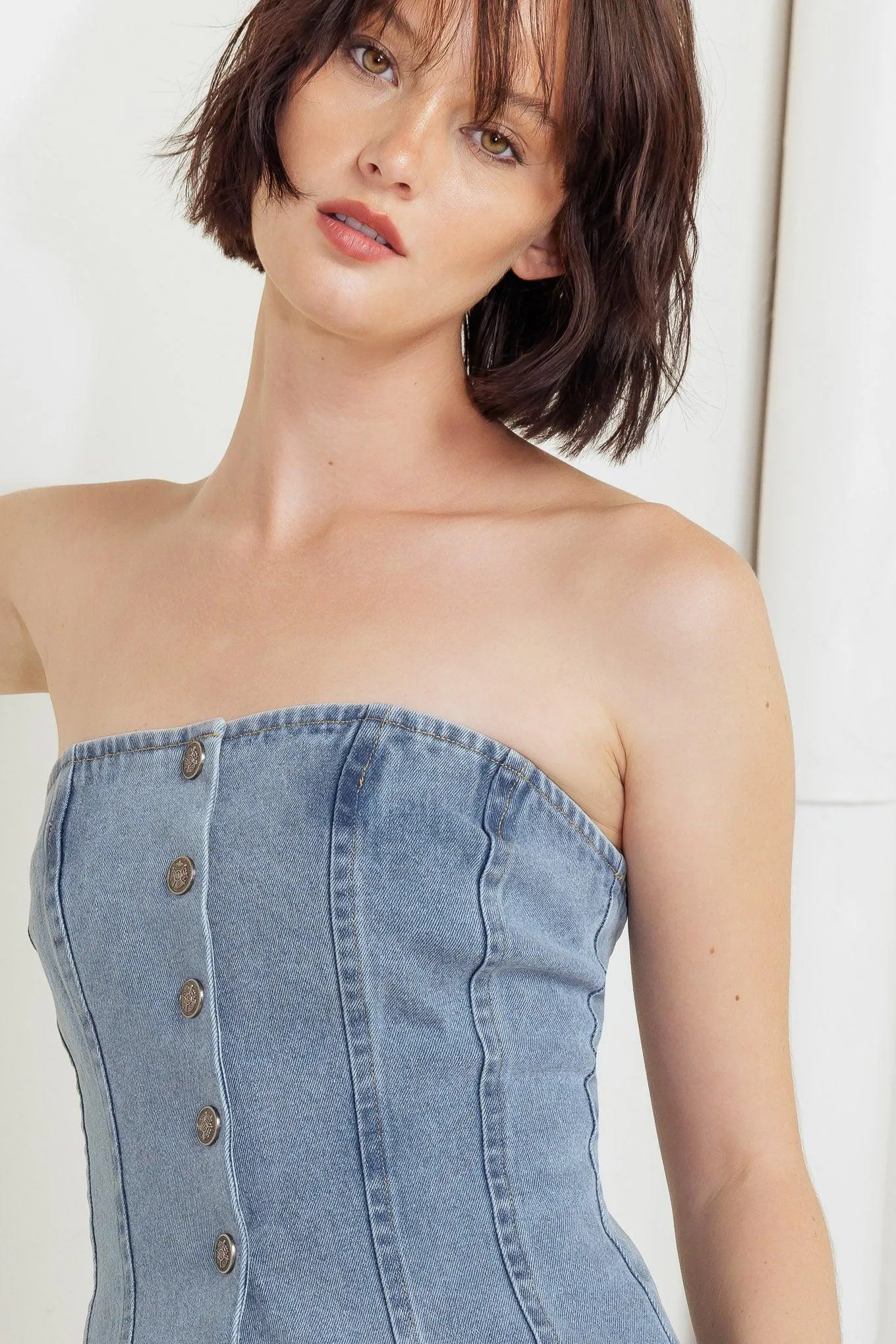 Stitched Silhouette Denim Top sold by Zulily product image thumbnail 2