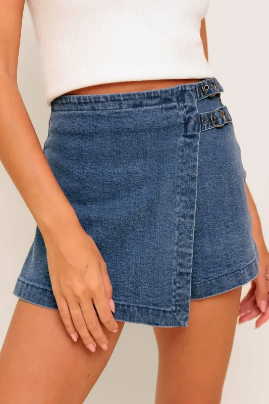 Wild Blue Mornings Denim Skort made by Flying Tomato
