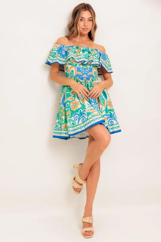 Coastal Love Sage Blue Woven Mini Dress made by Flying Tomato