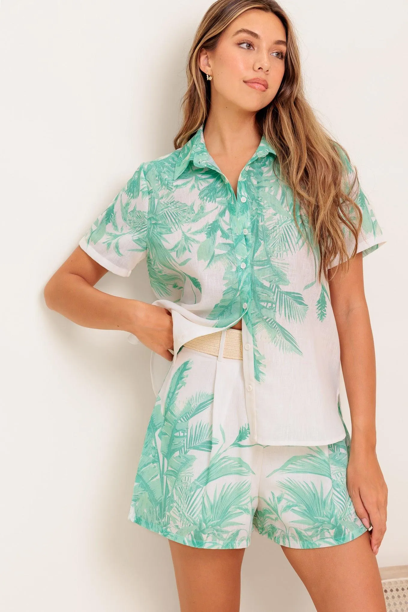 Garden Light Woven Top and Short Set sold by Zulily