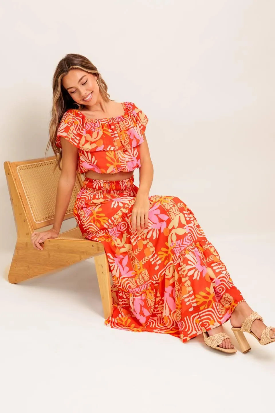 Faint Sunbeam Red Woven Top and Skirt Set sold by Zulily product image thumbnail 3