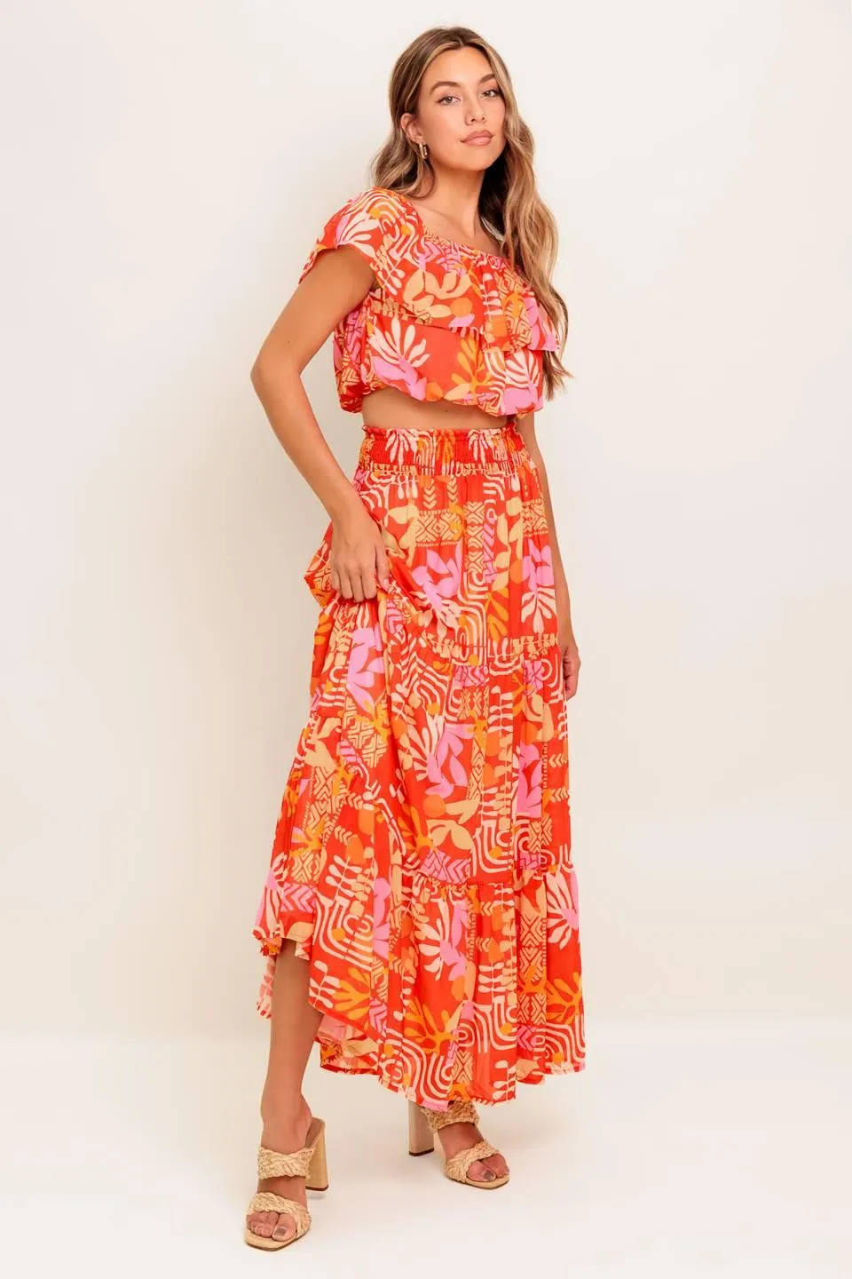 Faint Sunbeam Red Woven Top and Skirt Set sold by Zulily product image thumbnail 5