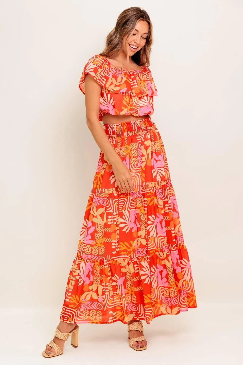 Faint Sunbeam Red Woven Top and Skirt Set sold by Zulily product image thumbnail 2
