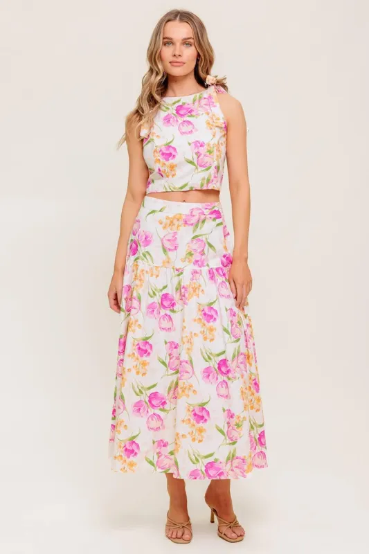 Botanical Bliss Woven Top and Skirt Set made by Flying Tomato