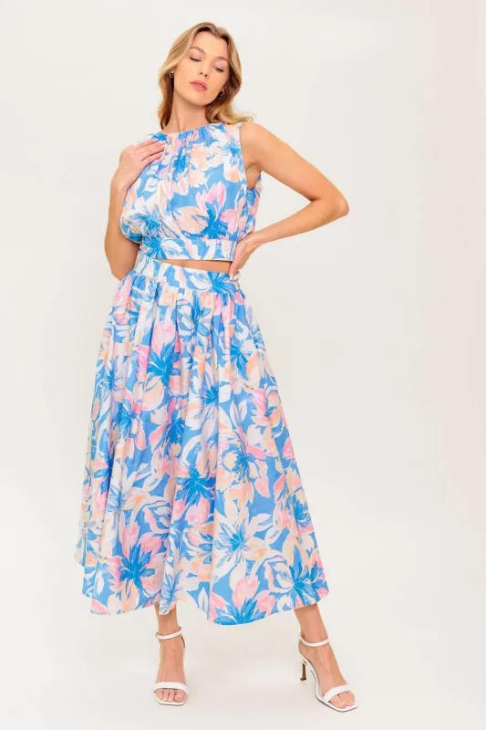 Golden Hour Harmony Woven Top and Skirt Set made by Flying Tomato