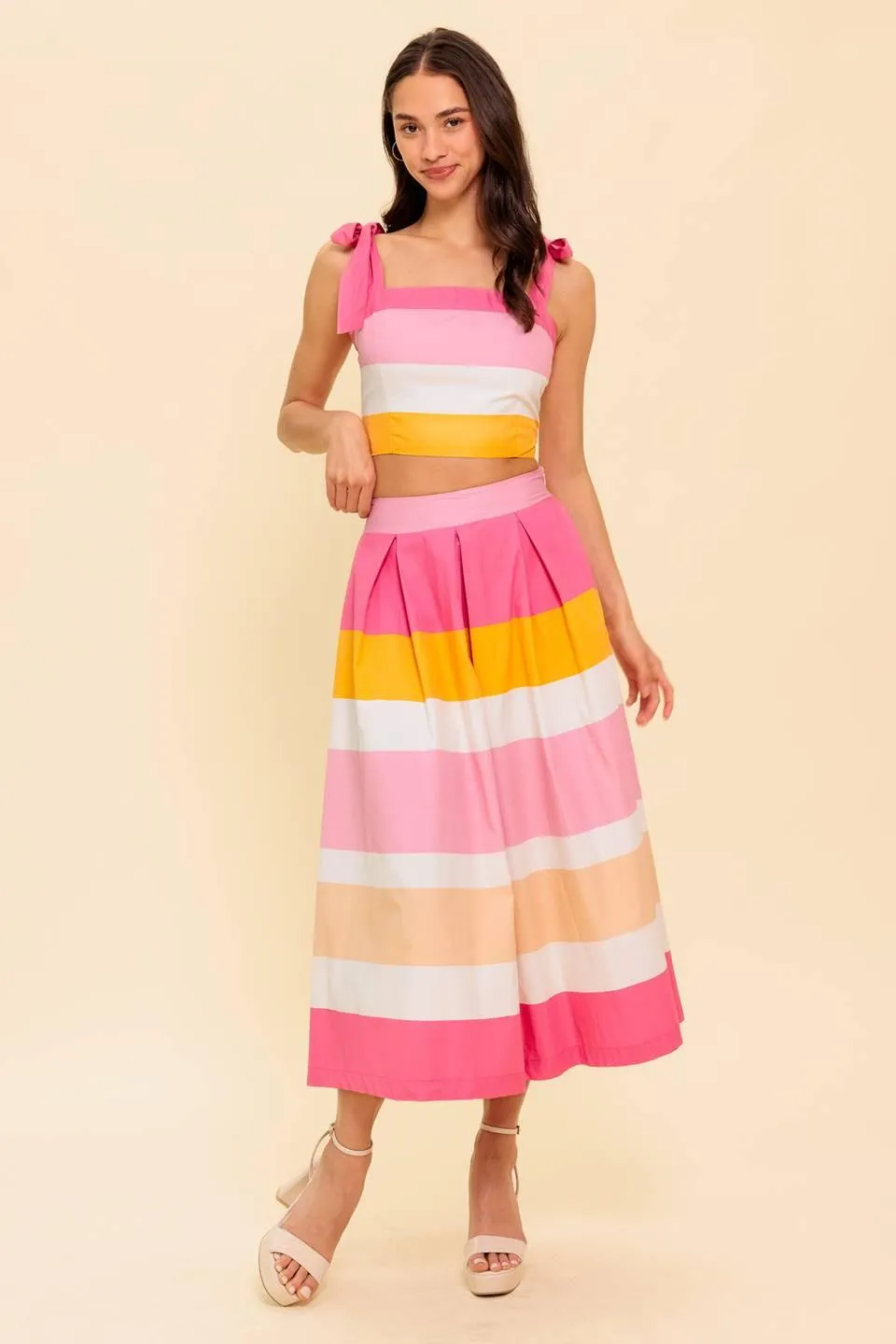 The Space Between Pink Woven Top and Skirt Set sold by Zulily product image thumbnail 4